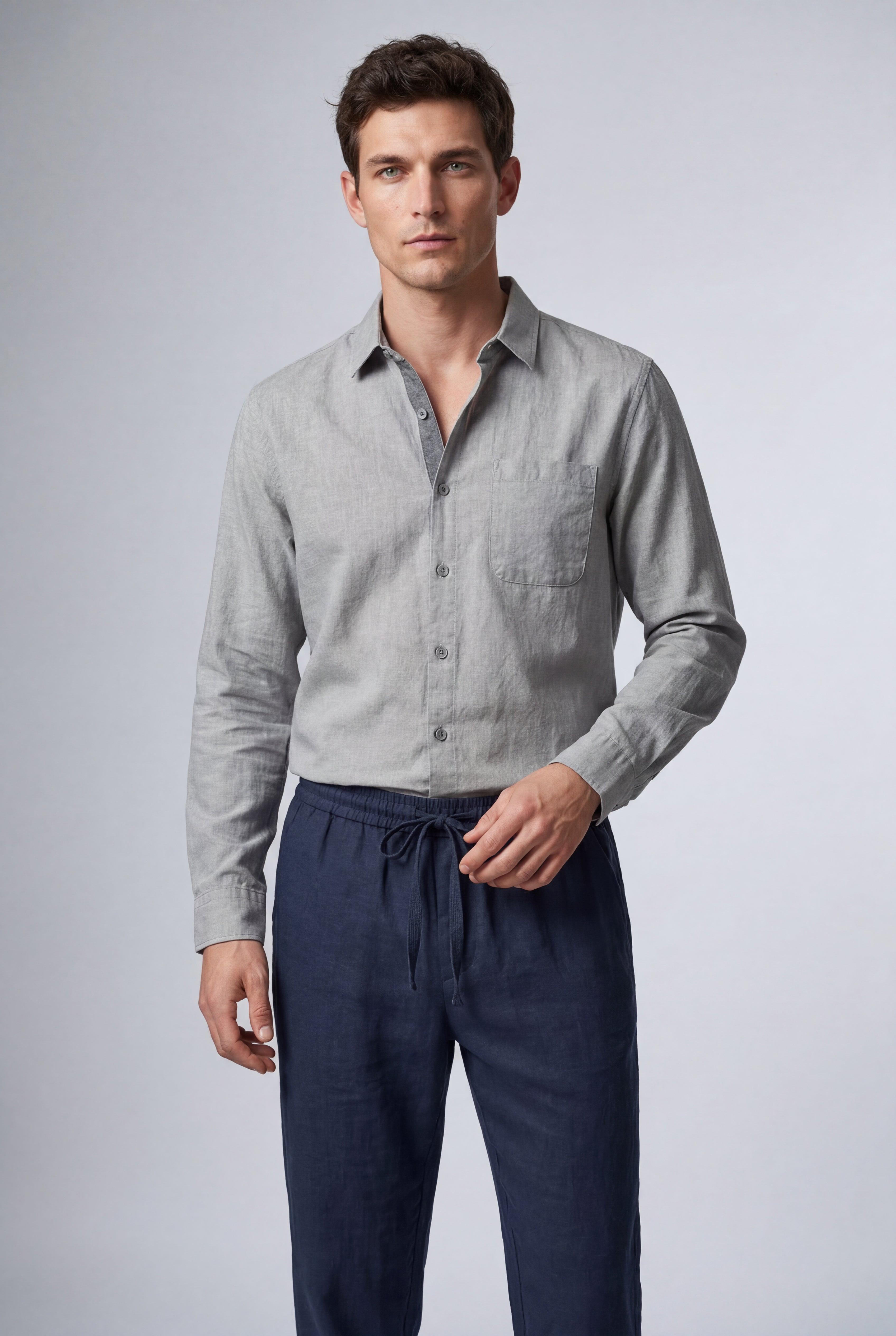Liam | Relaxed Long-sleeve Shirt and Drawstring Pants Set