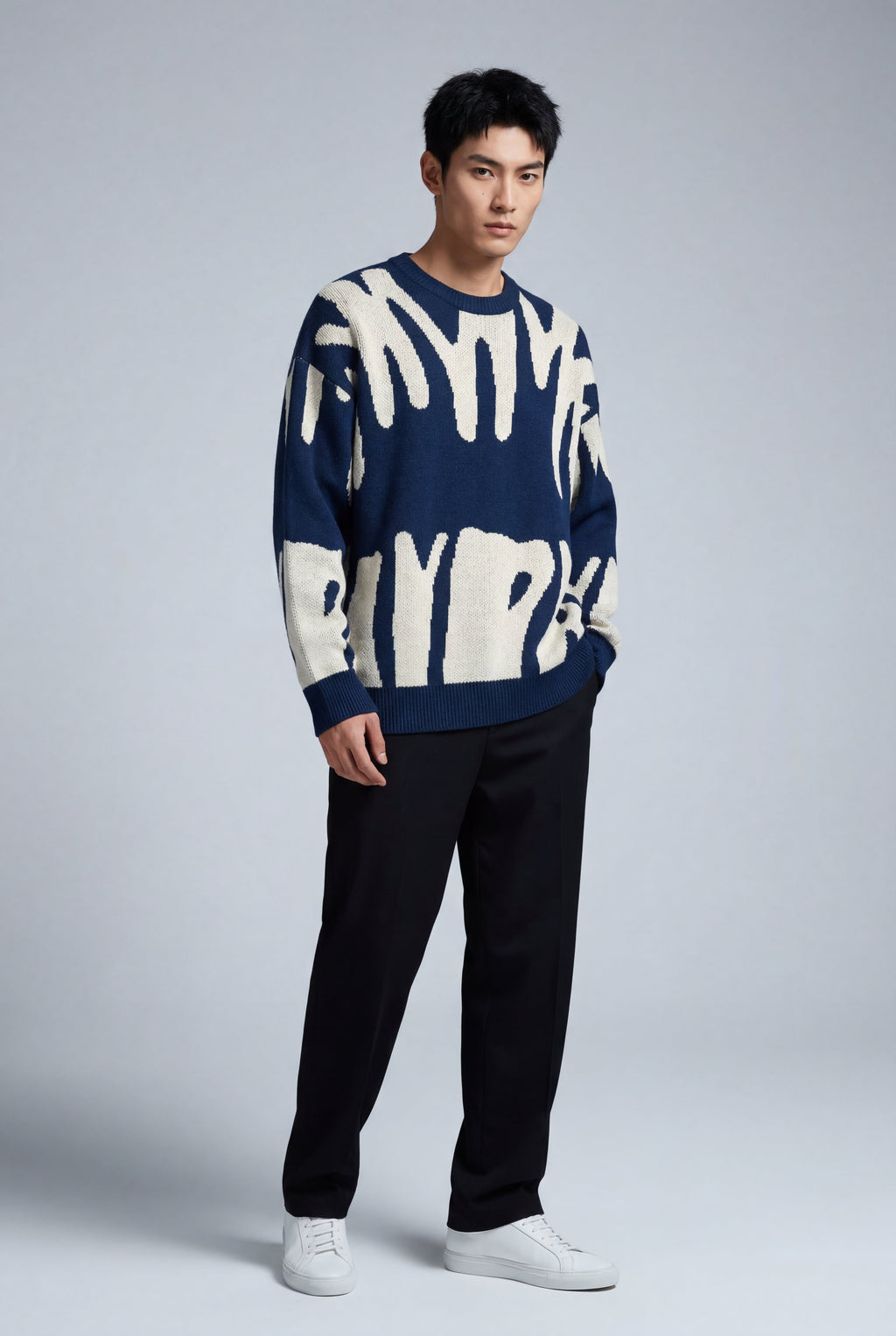 Abstract Intarsia Relaxed Crew Neck Jumper | James