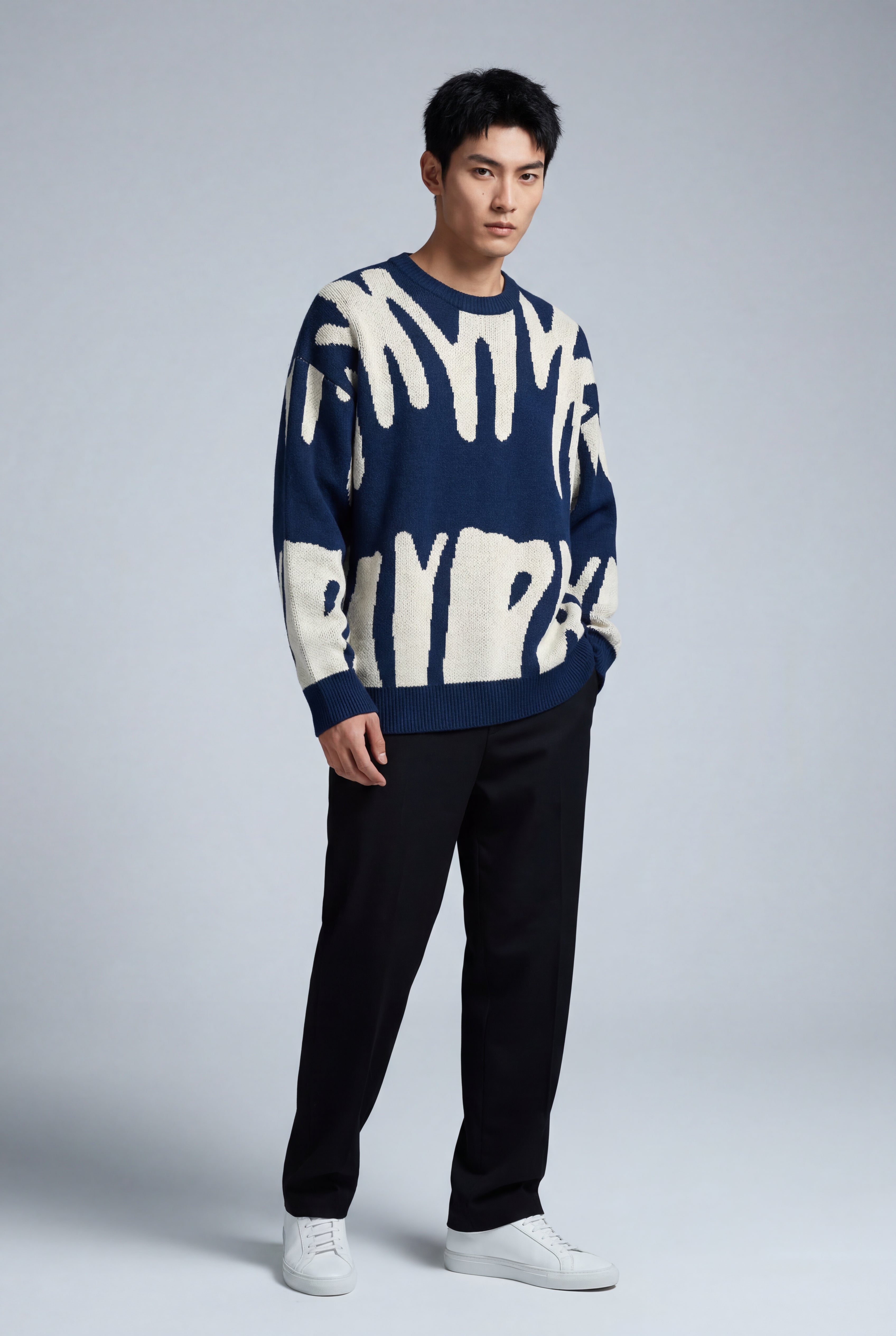 Abstract Intarsia Relaxed Crew Neck Jumper | James