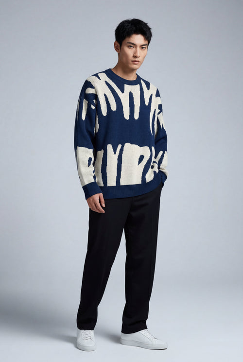 Abstract Intarsia Relaxed Crew Neck Jumper | James