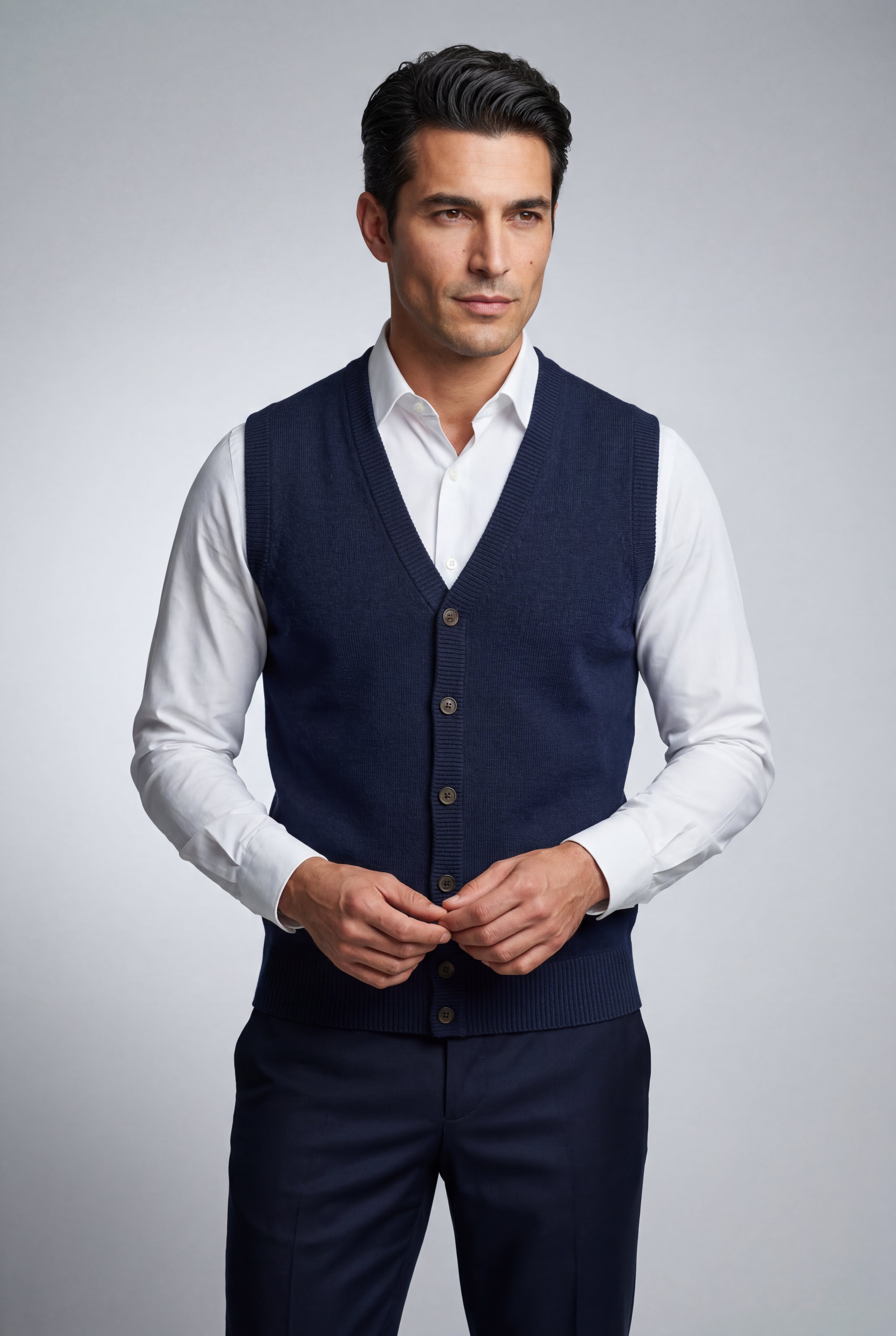 Liam | Button-front V-neck Sleeveless Sweater Vest