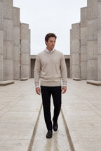 Classic Crew Neck Pullover Sweater with Ribbed Trim |  James