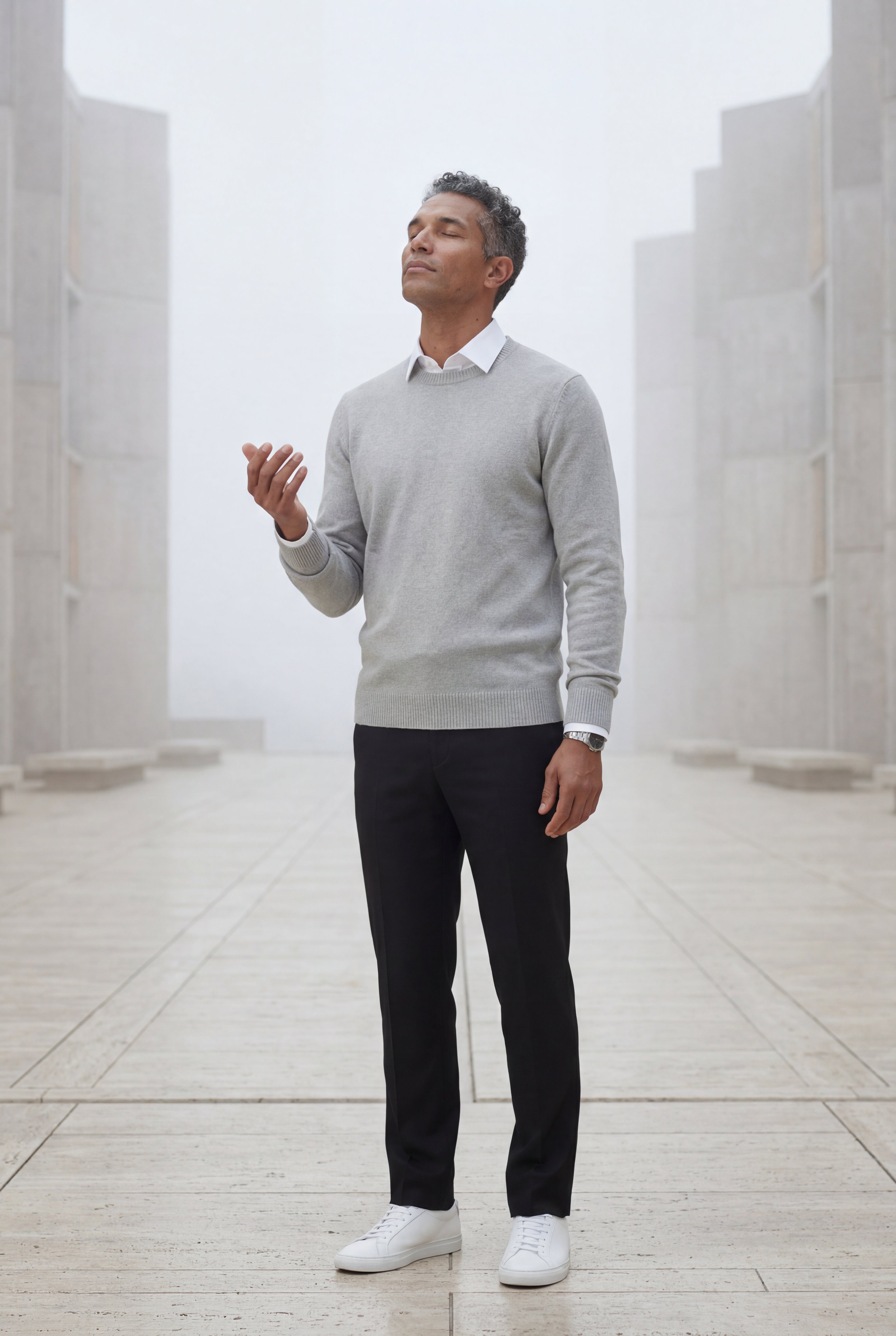Classic Crew Neck Pullover Sweater with Ribbed Trim |  James
