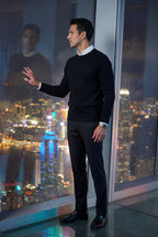 Classic Crew Neck Pullover Sweater with Ribbed Trim |  James