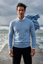 Classic Crew Neck Pullover Sweater with Ribbed Trim |  James