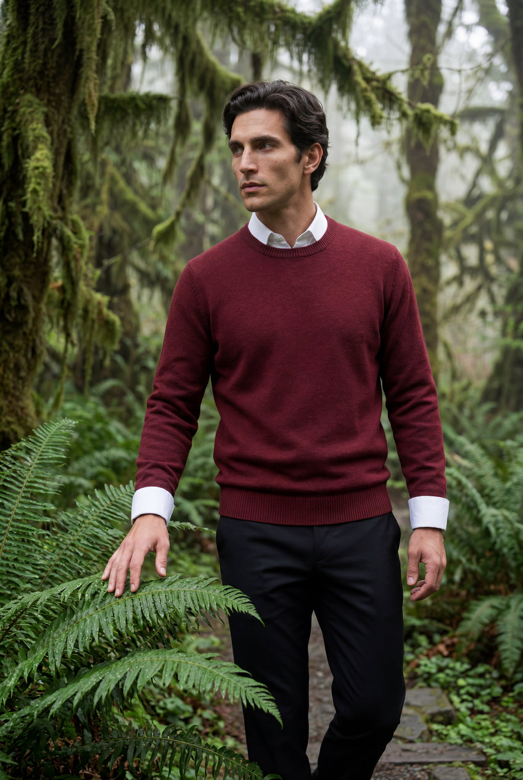 Classic Crew Neck Pullover Sweater with Ribbed Trim |  James
