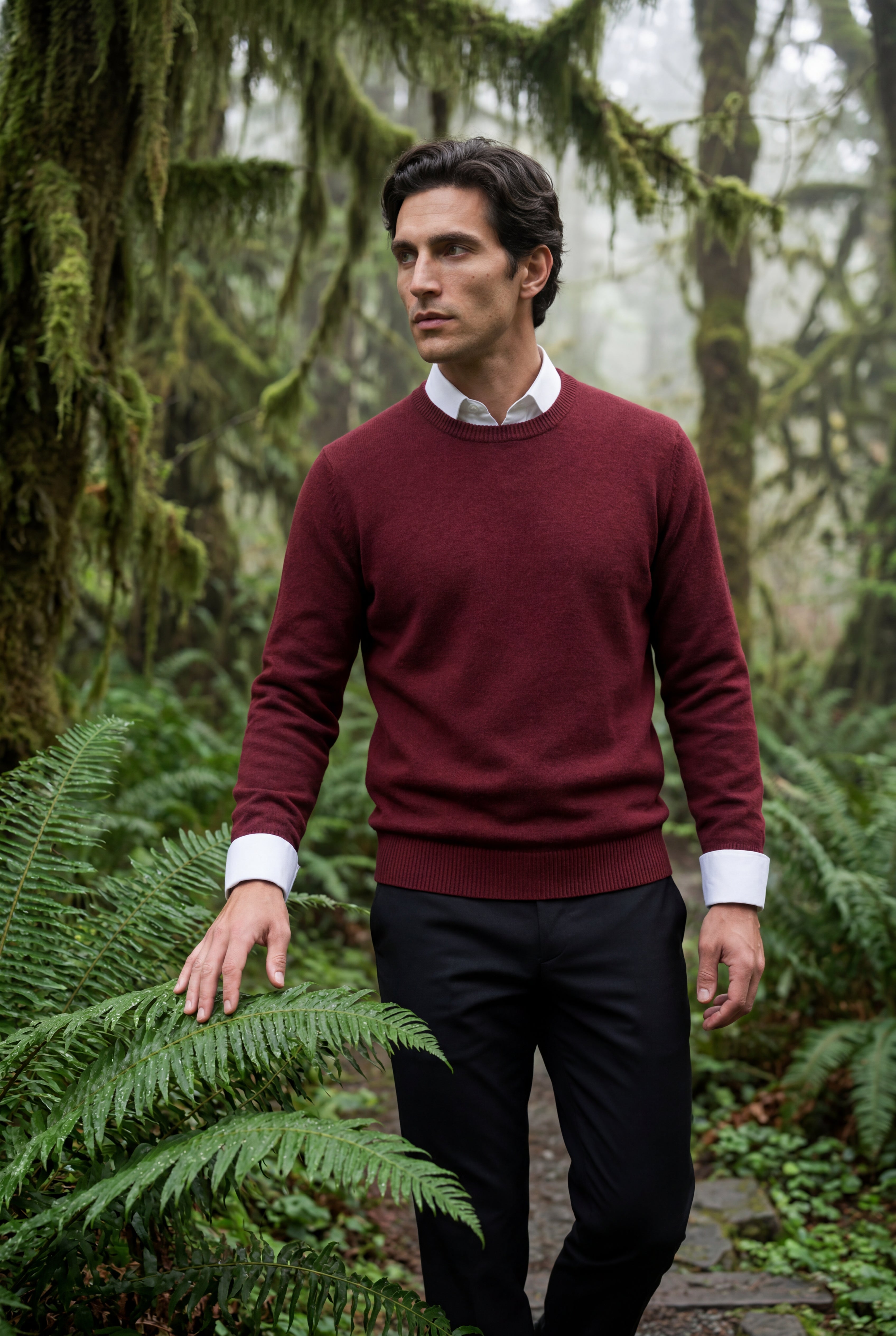 Classic Crew Neck Pullover Sweater with Ribbed Trim |  James