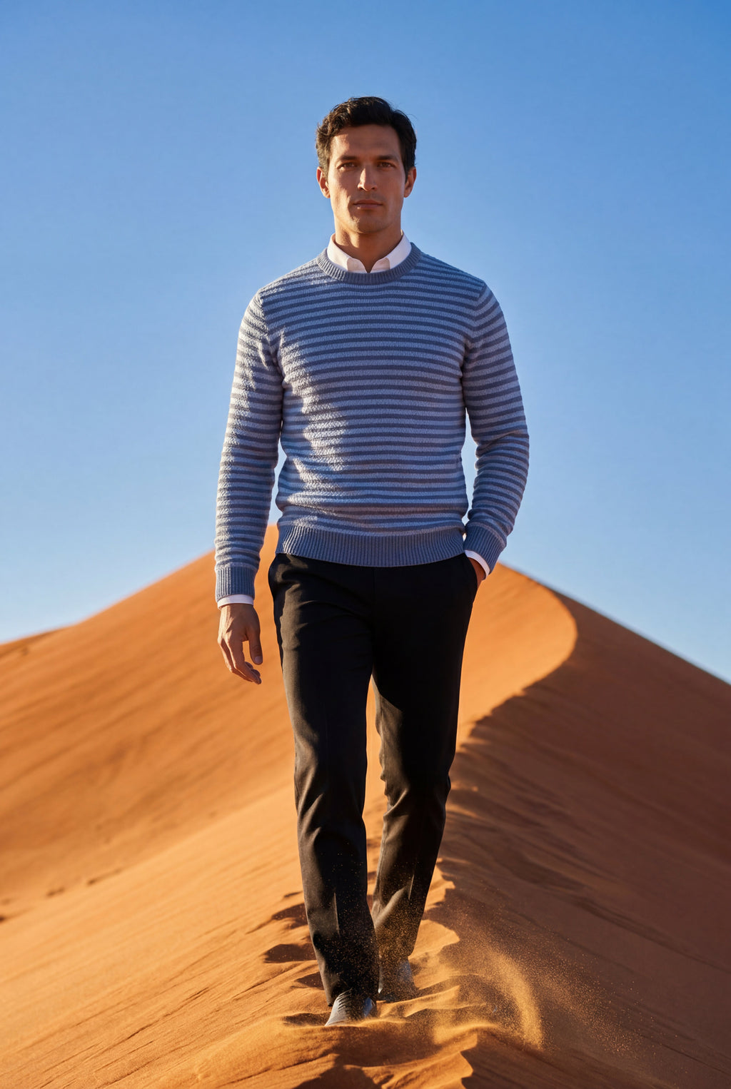 Classic Crew Neck Pullover Sweater with Ribbed Trim |  James