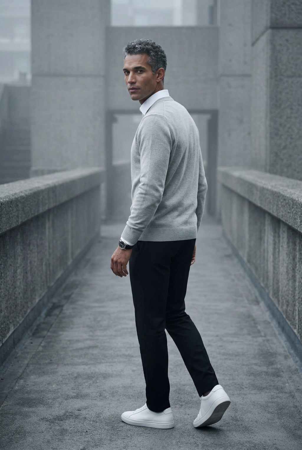 Classic Crew Neck Pullover Sweater with Ribbed Trim |  James