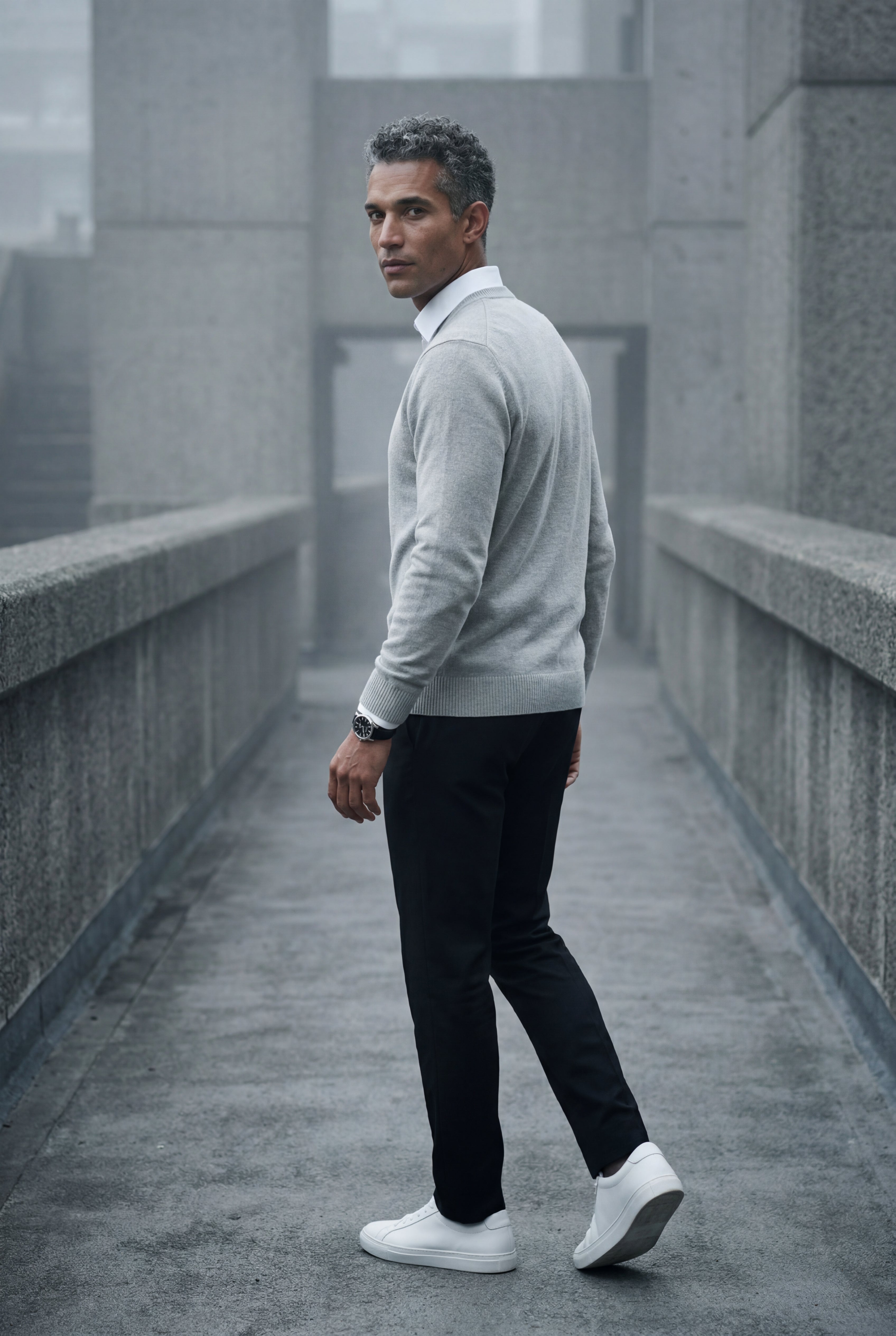 Classic Crew Neck Pullover Sweater with Ribbed Trim |  James