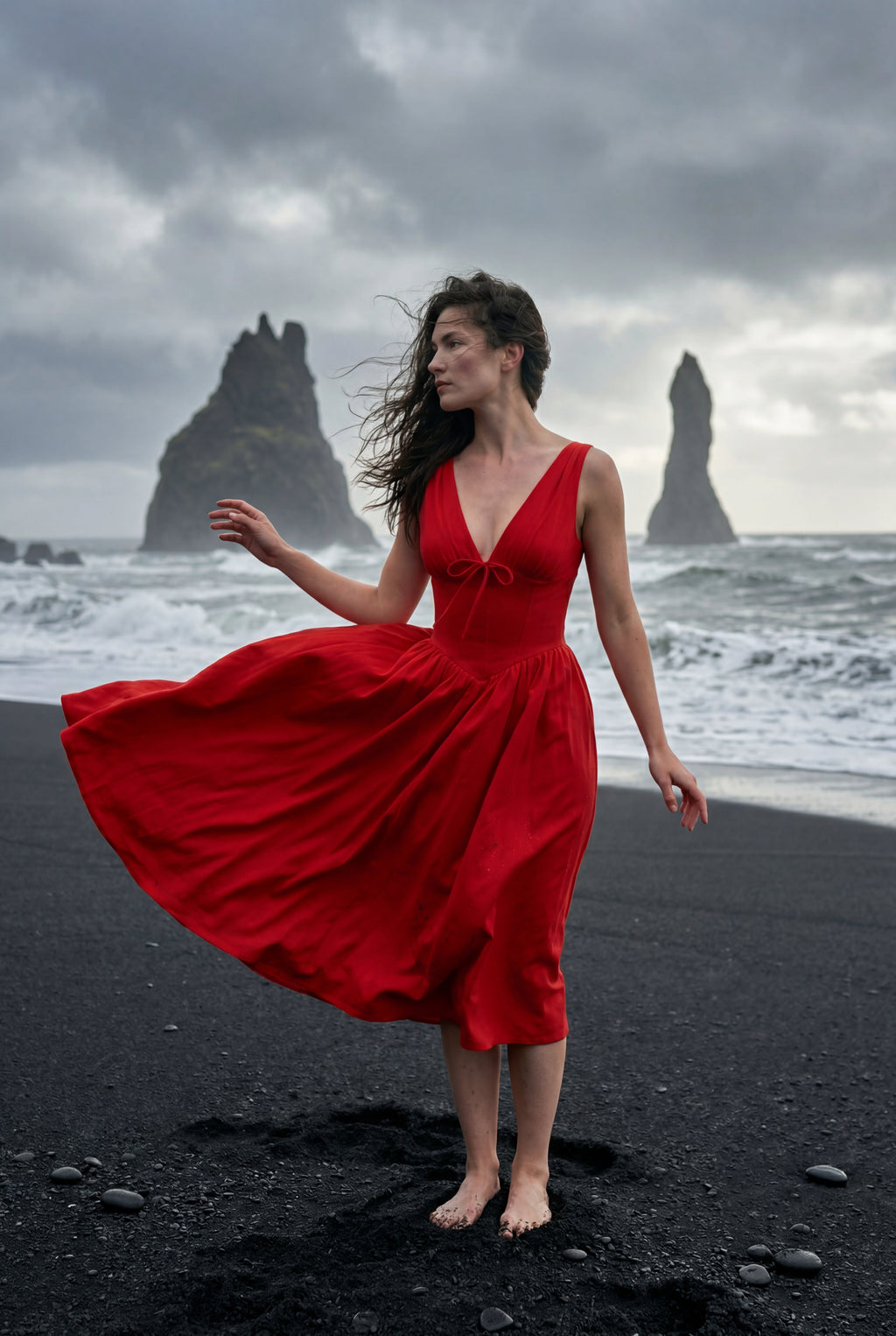 Alyssa | Corset Bodice Sleeveless Midi Dress with Tie Front For Women