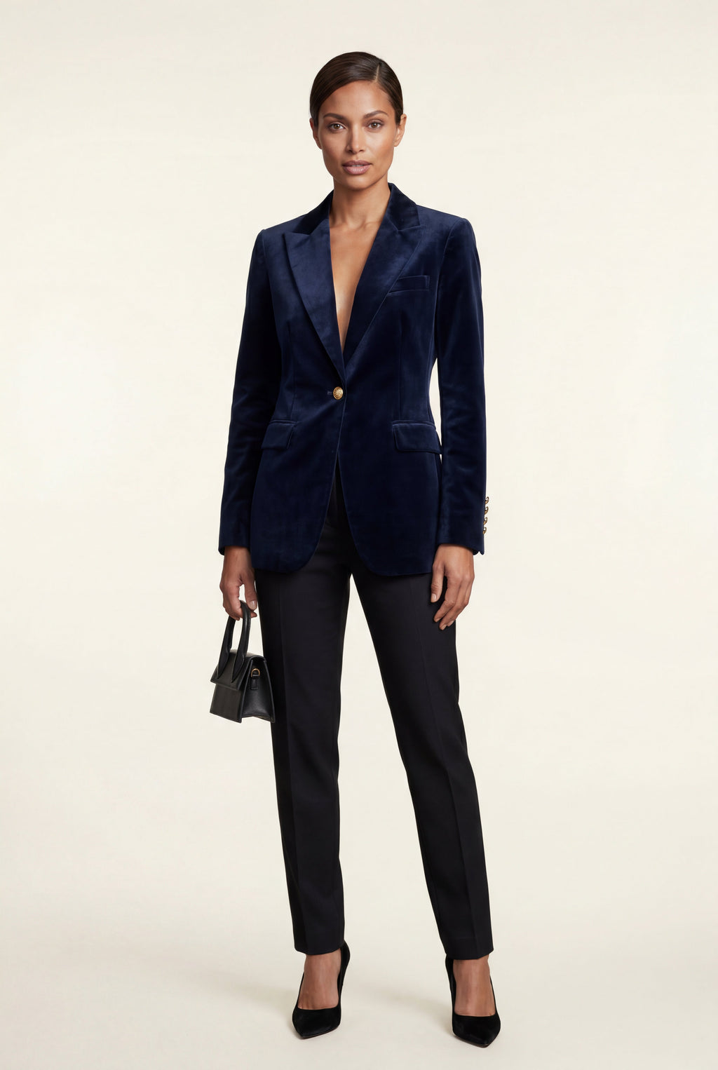 Lia | Gold Button Tailored Single-breasted Blazer
