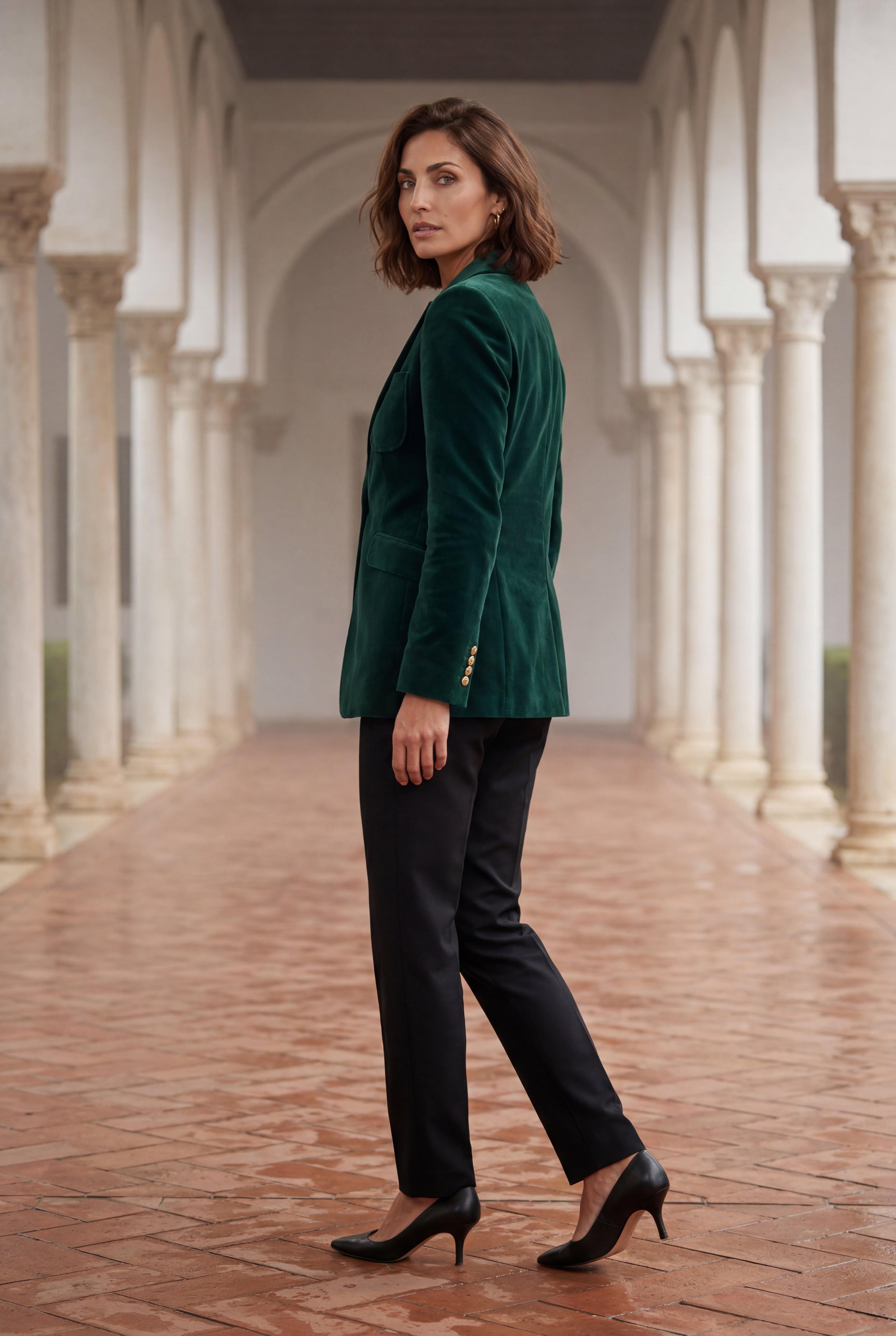 Lia | Gold Button Tailored Single-breasted Blazer