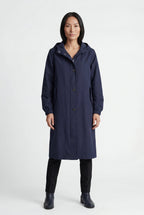 Hooded Snap Button Long Parka Coat with Adjustable Waist | Elcevi