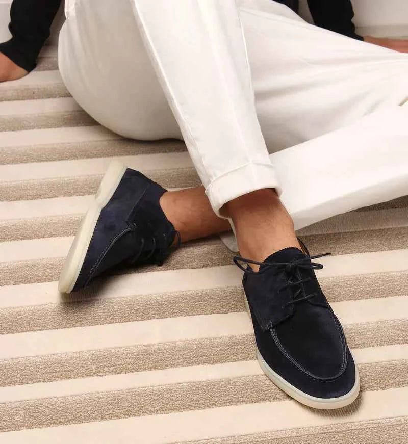 Liam | Lace-up Moc Toe Loafers with Contrasting Sole