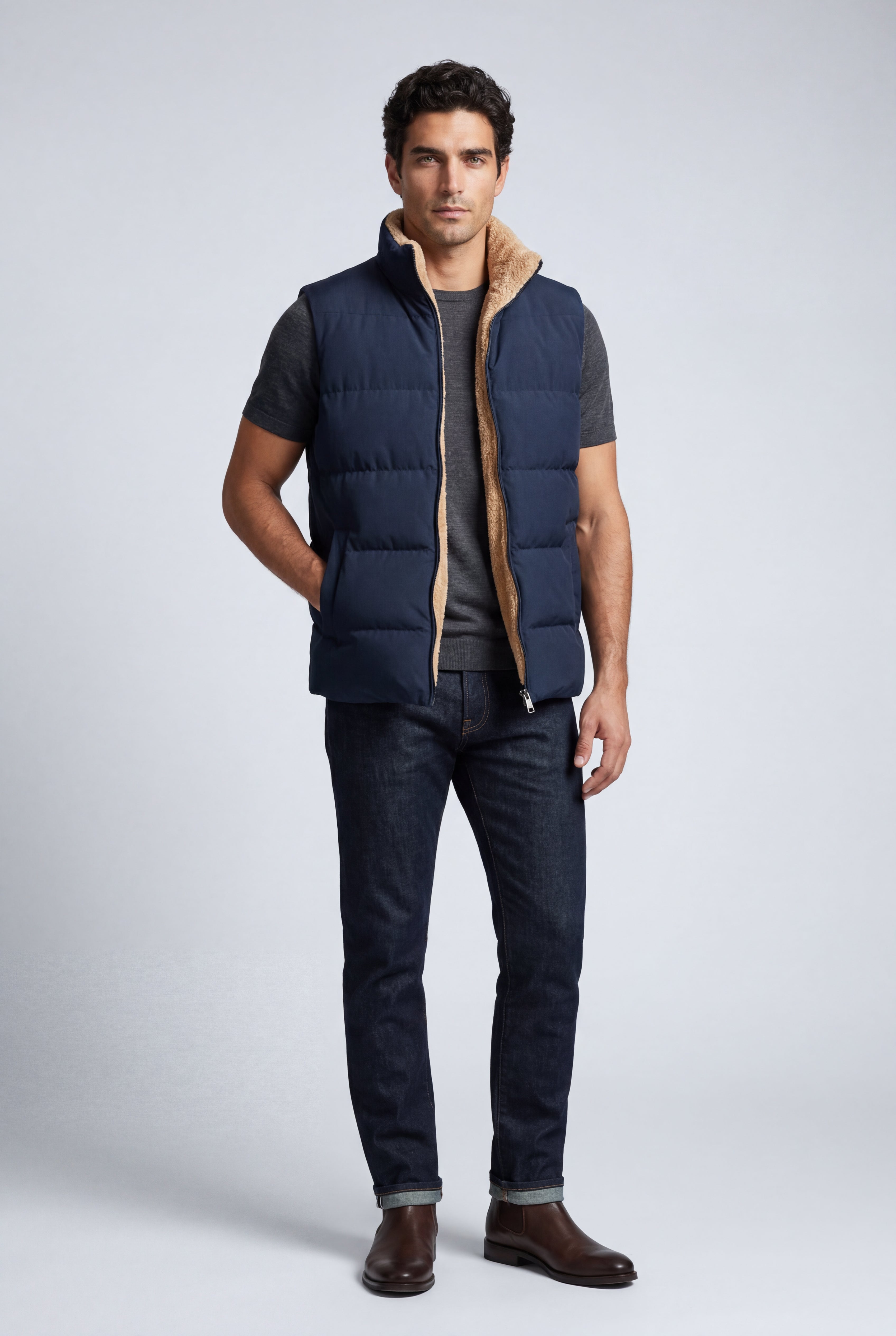Liam | Lined Quilted Puffer Vest with Stand Collar