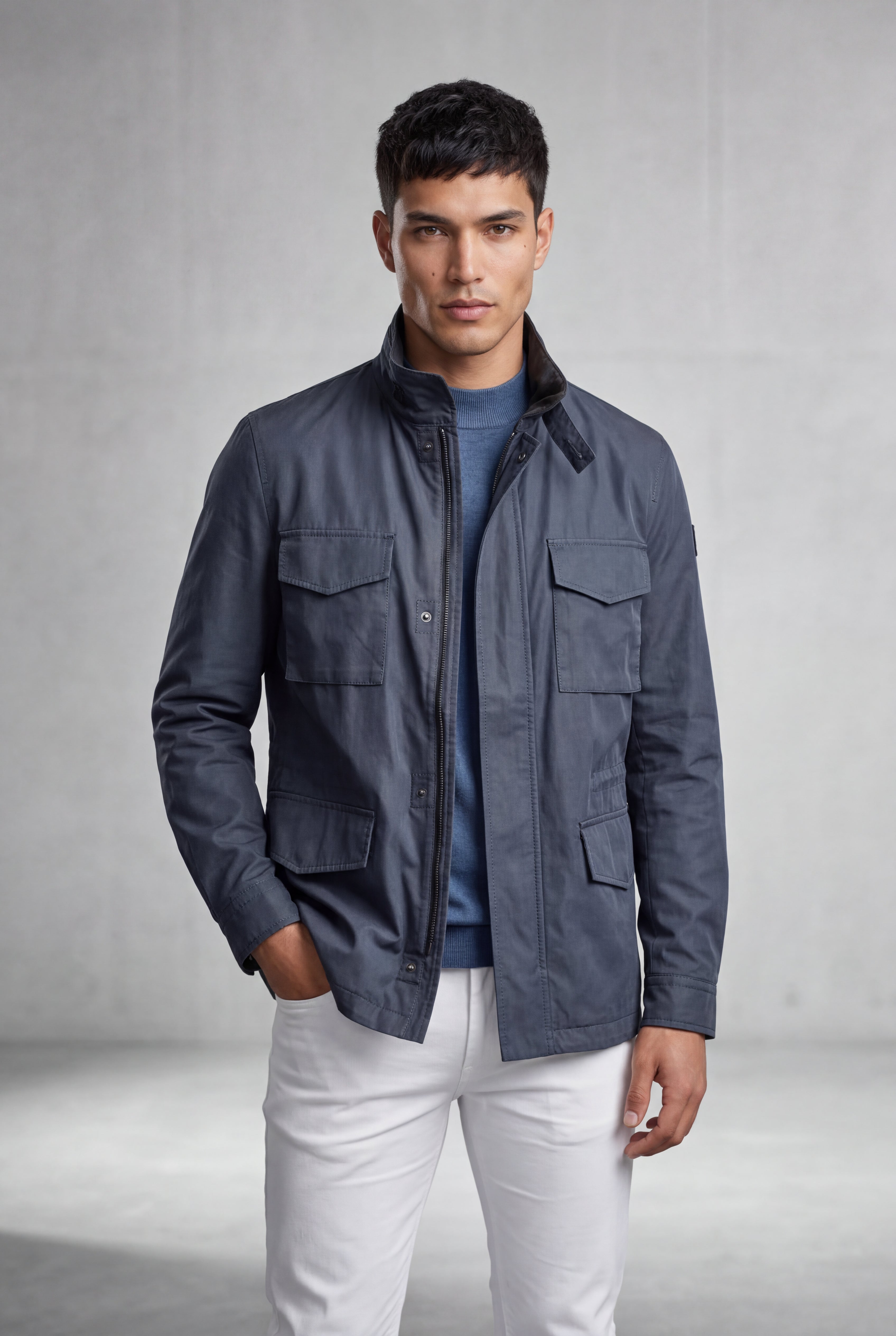 Liam | Matte Utility Pocket Field Jacket with Epaulettes