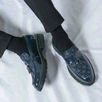 Liam | Men's Checked Patent Tassel Loafers with Chunky Lug Sole