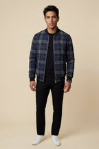Liam | Men's Checked Plaid Classic Bomber Jacket with Ribbed Collar