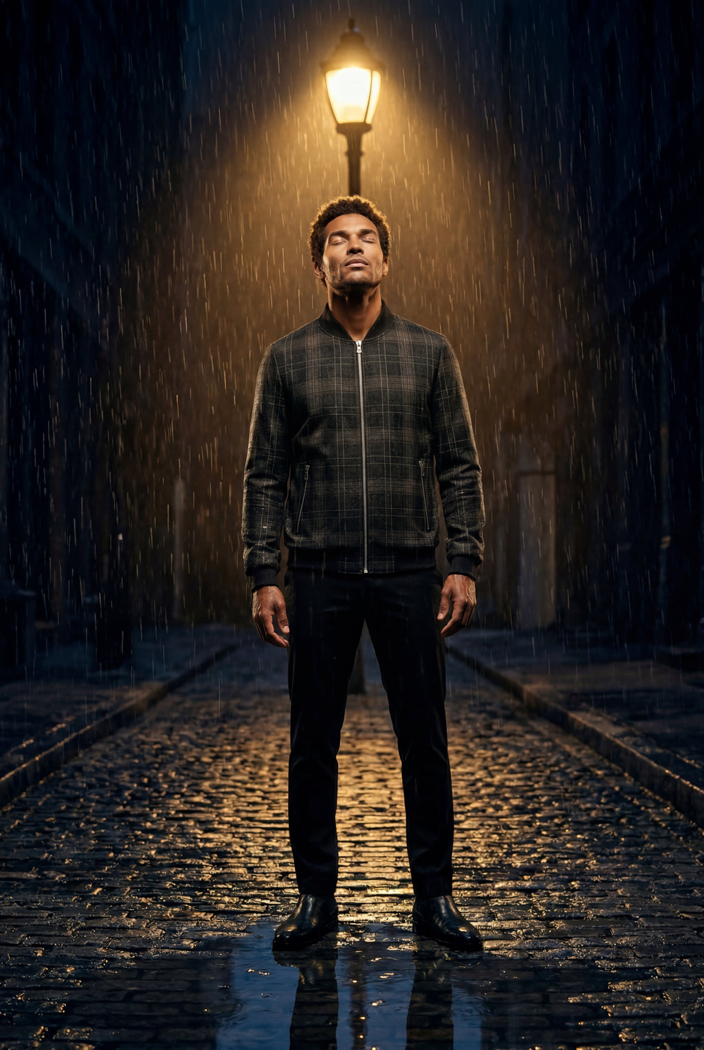 Liam | Men's Checked Plaid Classic Bomber Jacket with Ribbed Collar