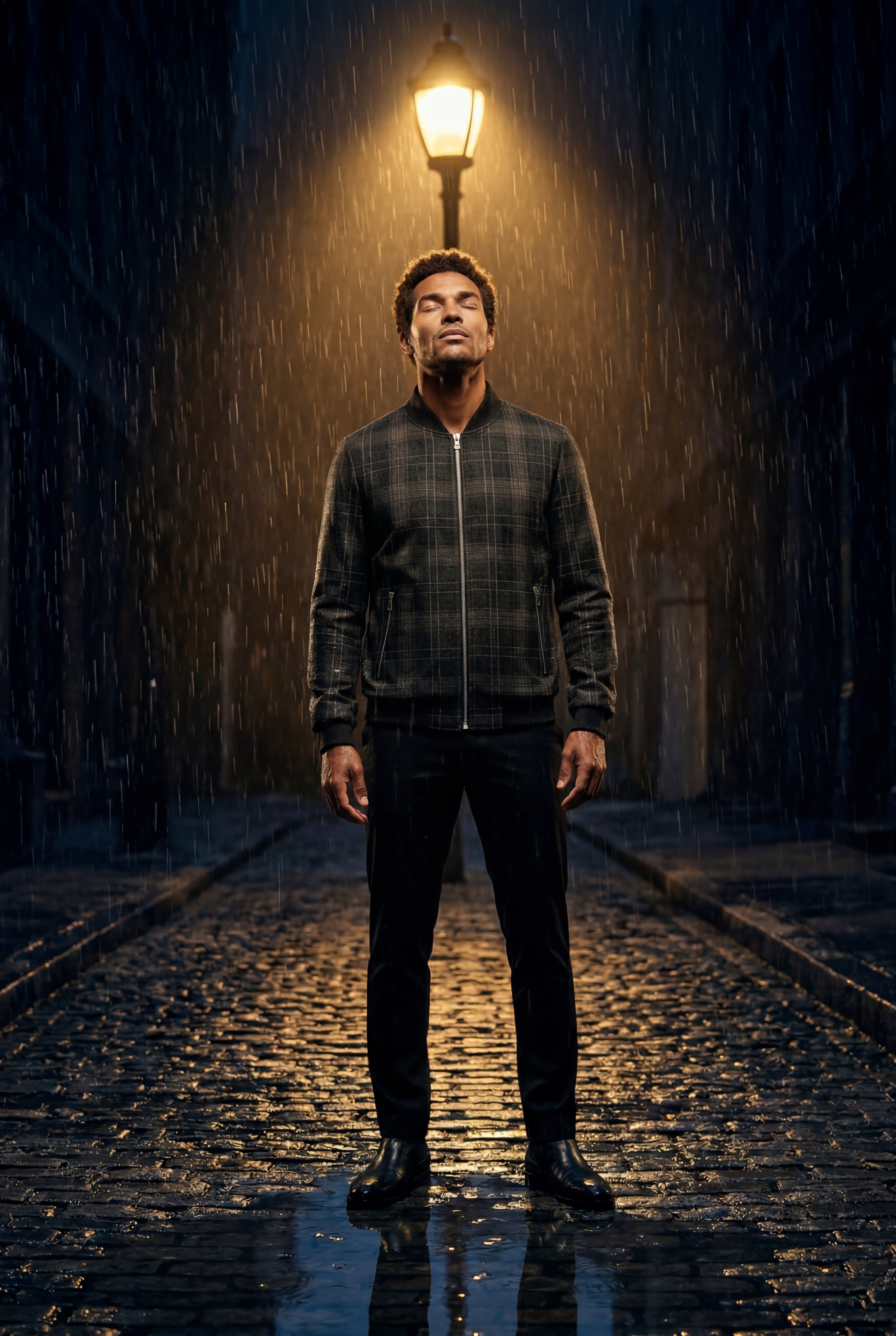 Liam | Men's Checked Plaid Classic Bomber Jacket with Ribbed Collar