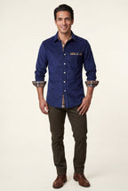 Kian | Men's Plaid Trim Button-Up Casual Shirt