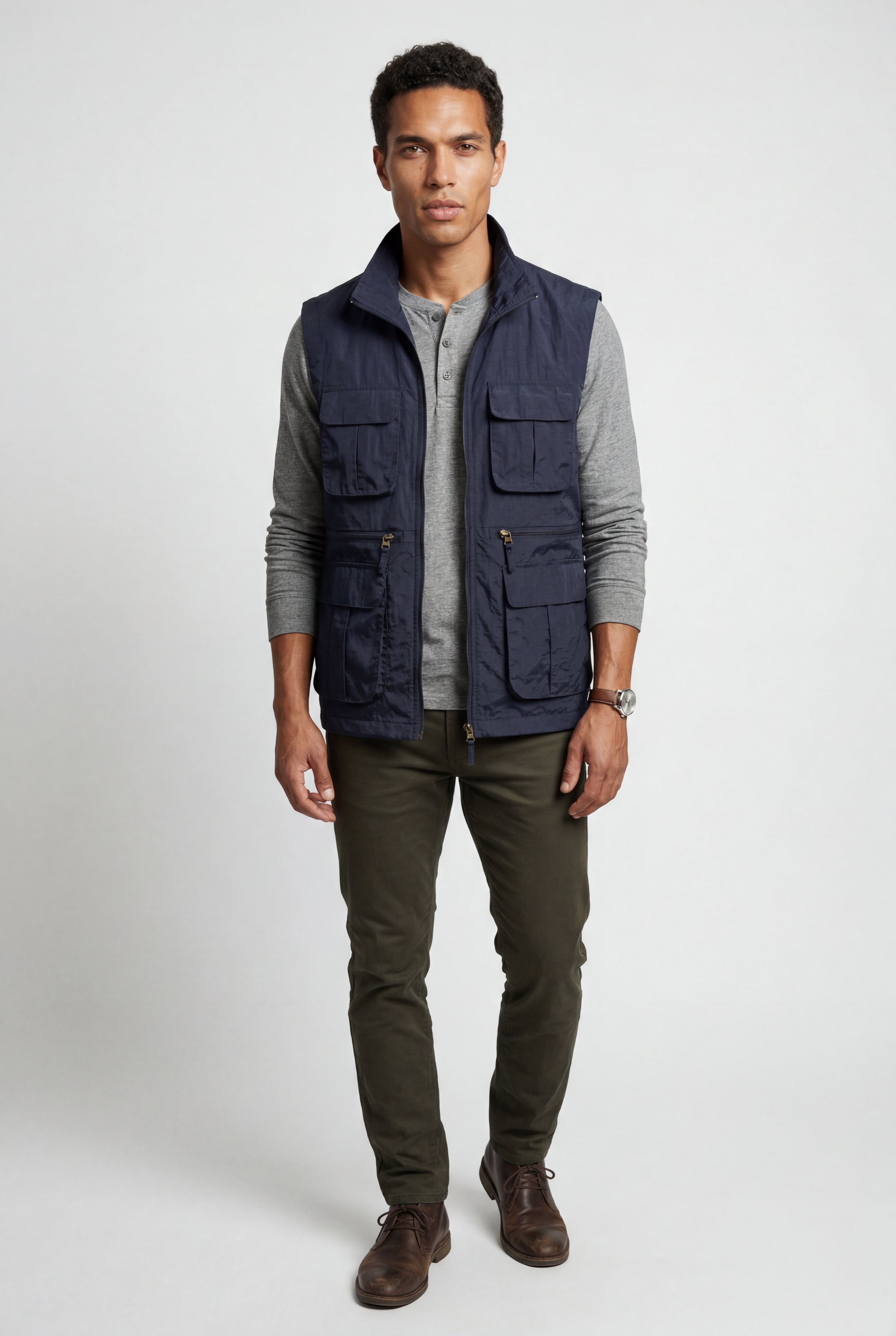 Liam | Multi-pocket Stand Collar Utility Vest