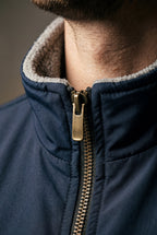 Liam | Navy Blue -lined Zip-front Vest with Strings