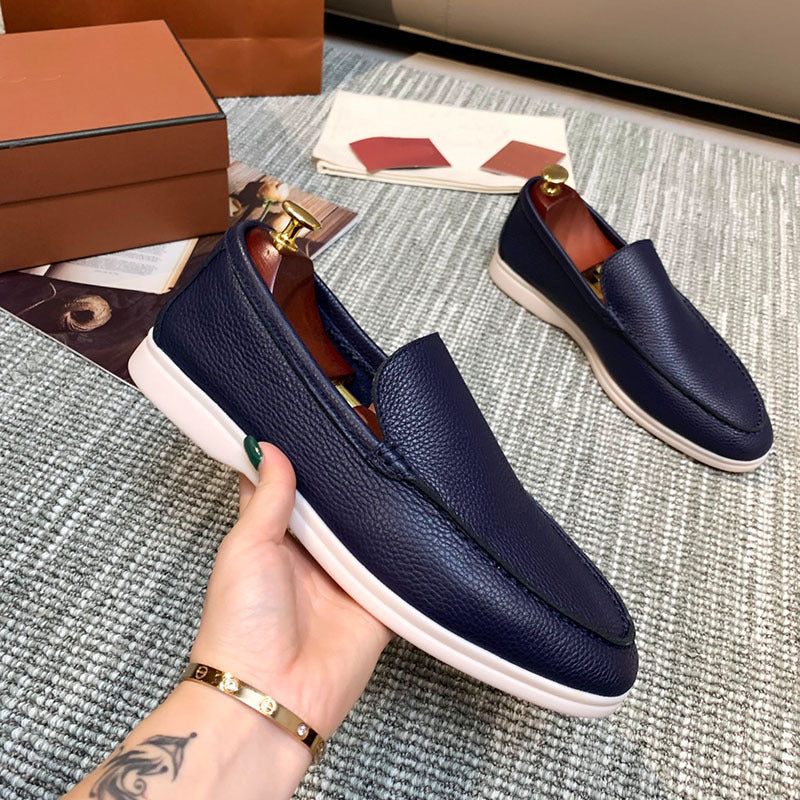 Liam | Pebbled Slip-on Loafers with Contrast Sole