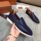 Liam | Pebbled Slip-on Loafers with Contrast Sole