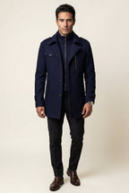Liam | Stand Collar Slim Fit Winter Coat with Button Tab