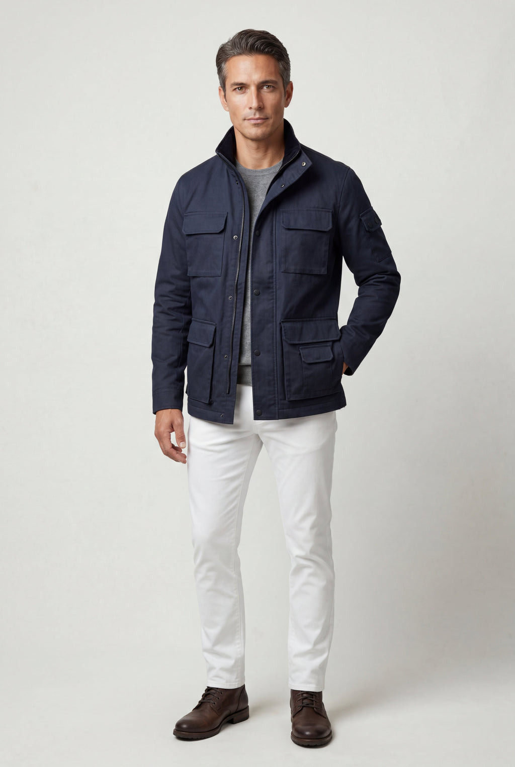 Liam | Structured Utility Field Jacket with Classic Collar