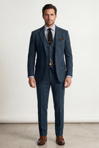 Liam | Textured Three-piece Suit with Notched Lapels