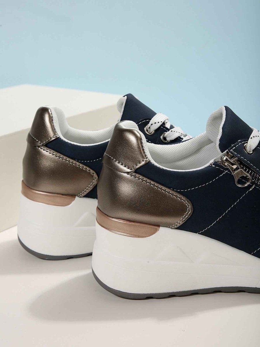 Lia | Wedge Platform Low-top Sneakers with Side Zip