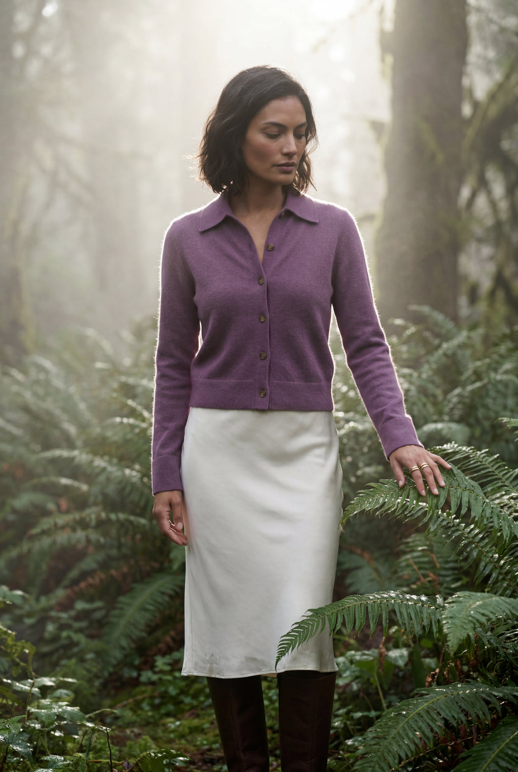 Women's Classic Collared Button-Down Cardigan Sweater | Senna