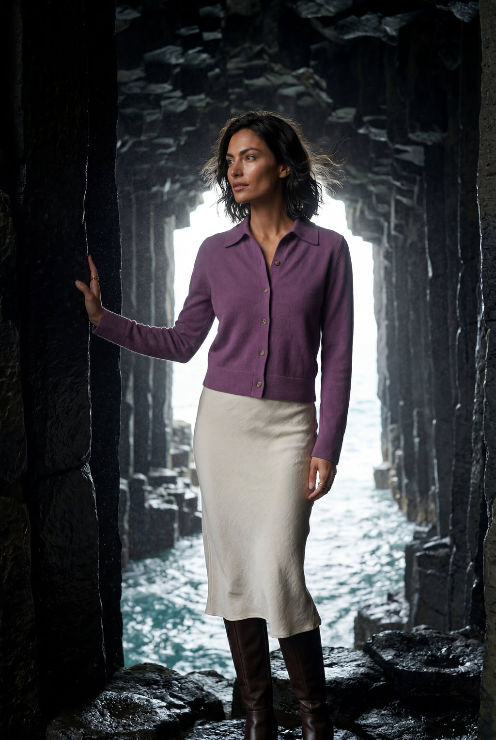 Women's Classic Collared Button-Down Cardigan Sweater | Senna