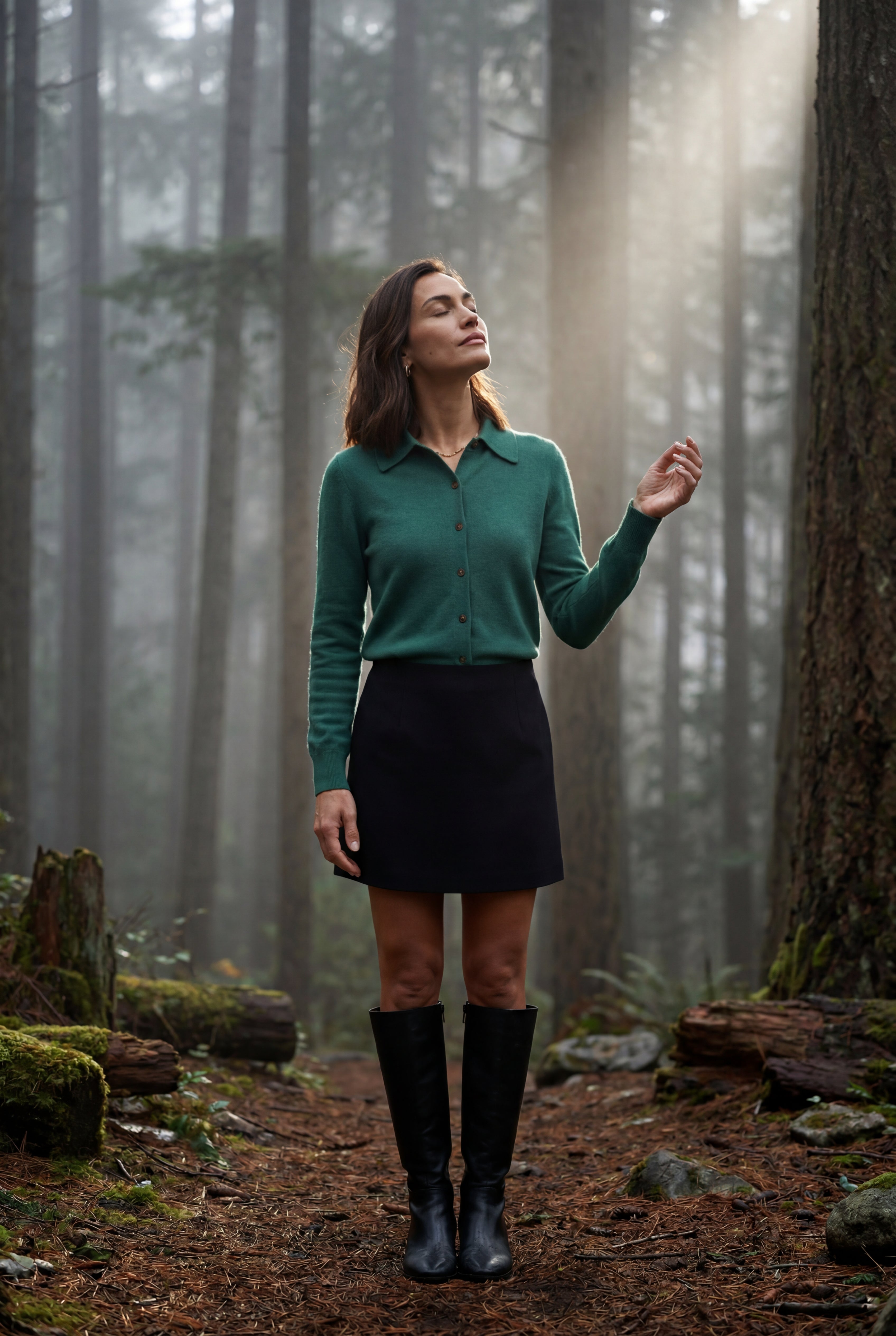Women's Classic Collared Button-Down Cardigan Sweater | Senna