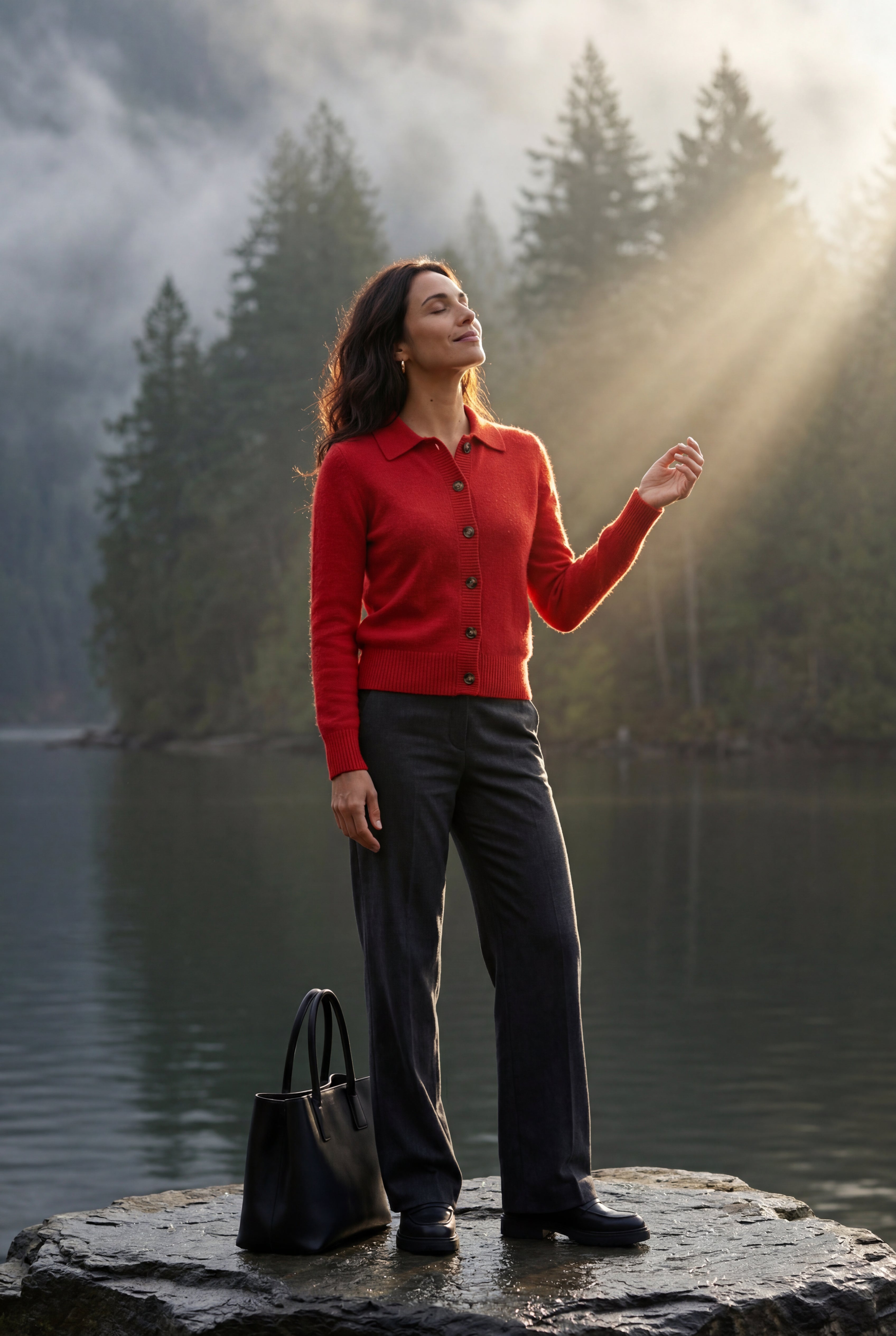 Women's Classic Collared Button-Down Cardigan Sweater | Senna