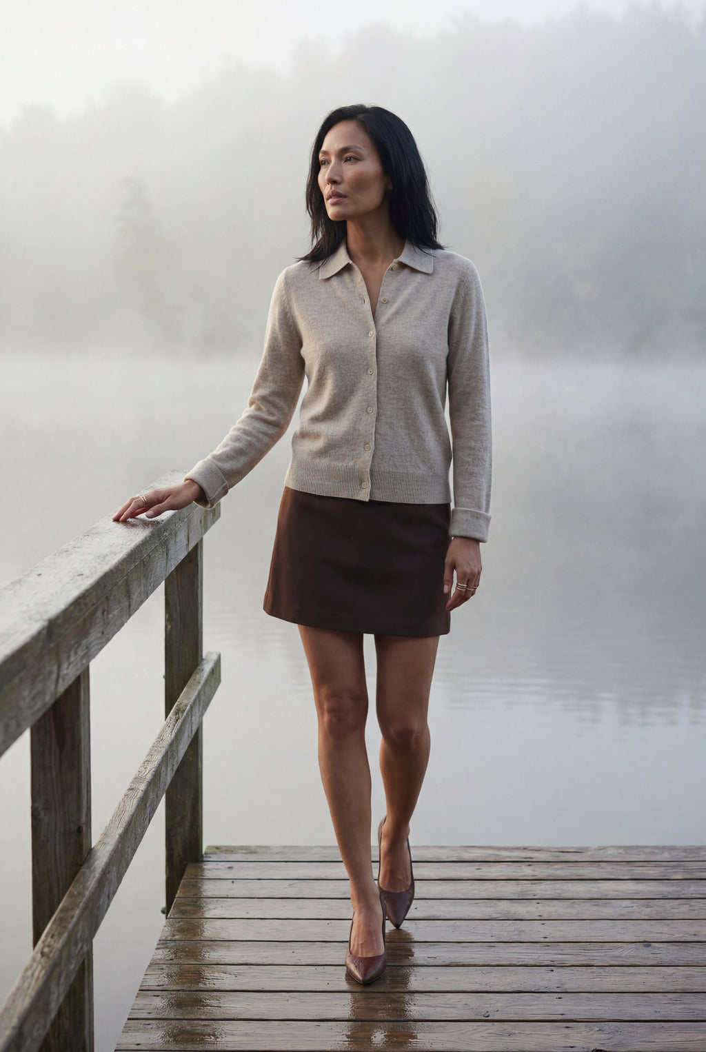 Women's Classic Collared Button-Down Cardigan Sweater | Senna