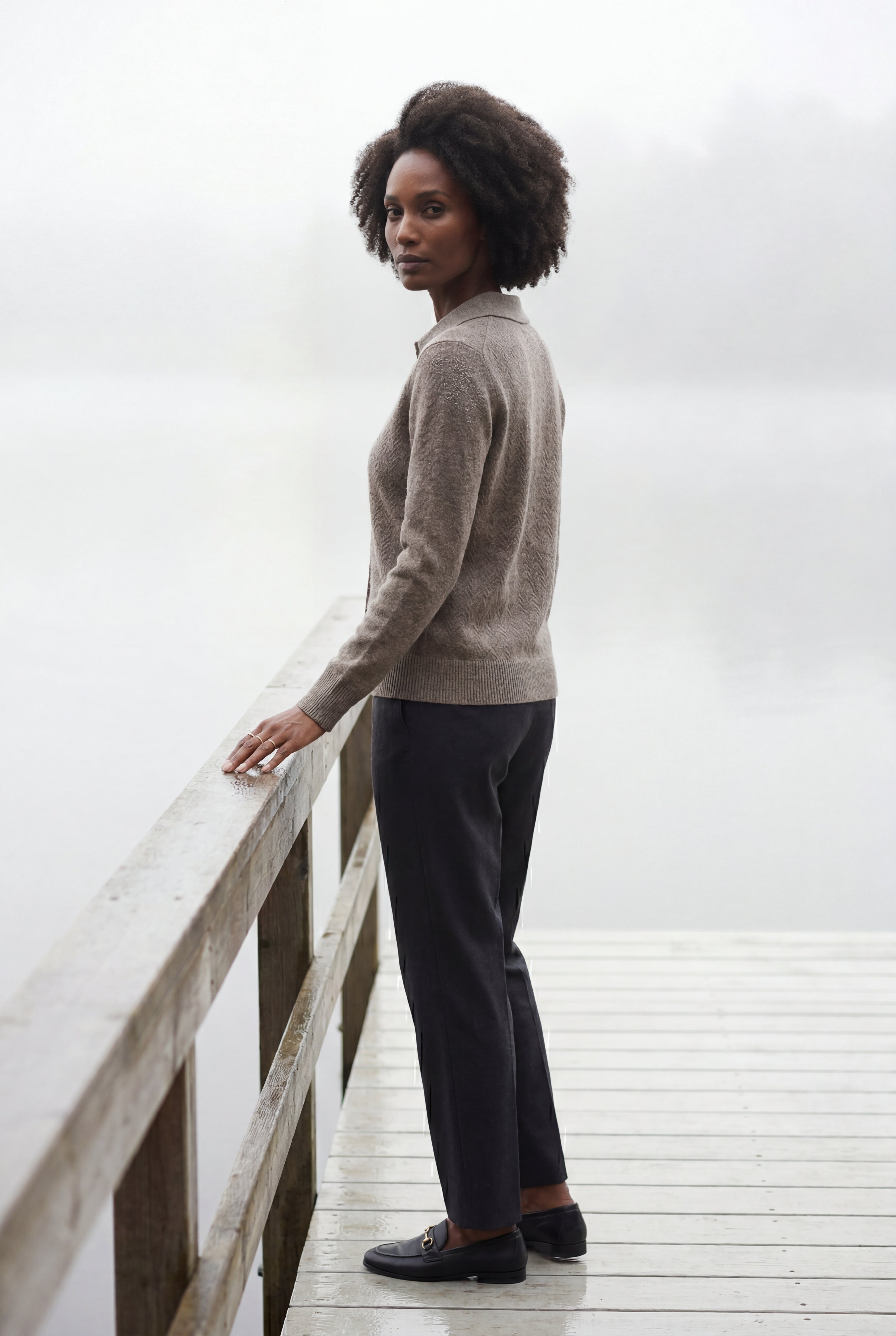 Women's Classic Collared Button-Down Cardigan Sweater | Senna