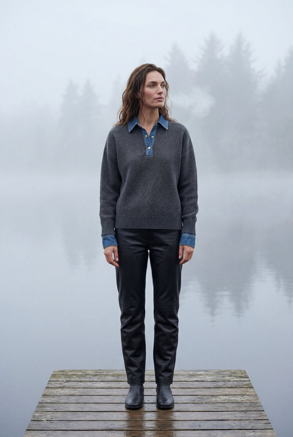 Elcevi | Contrast Collar Pullover Sweater For Women