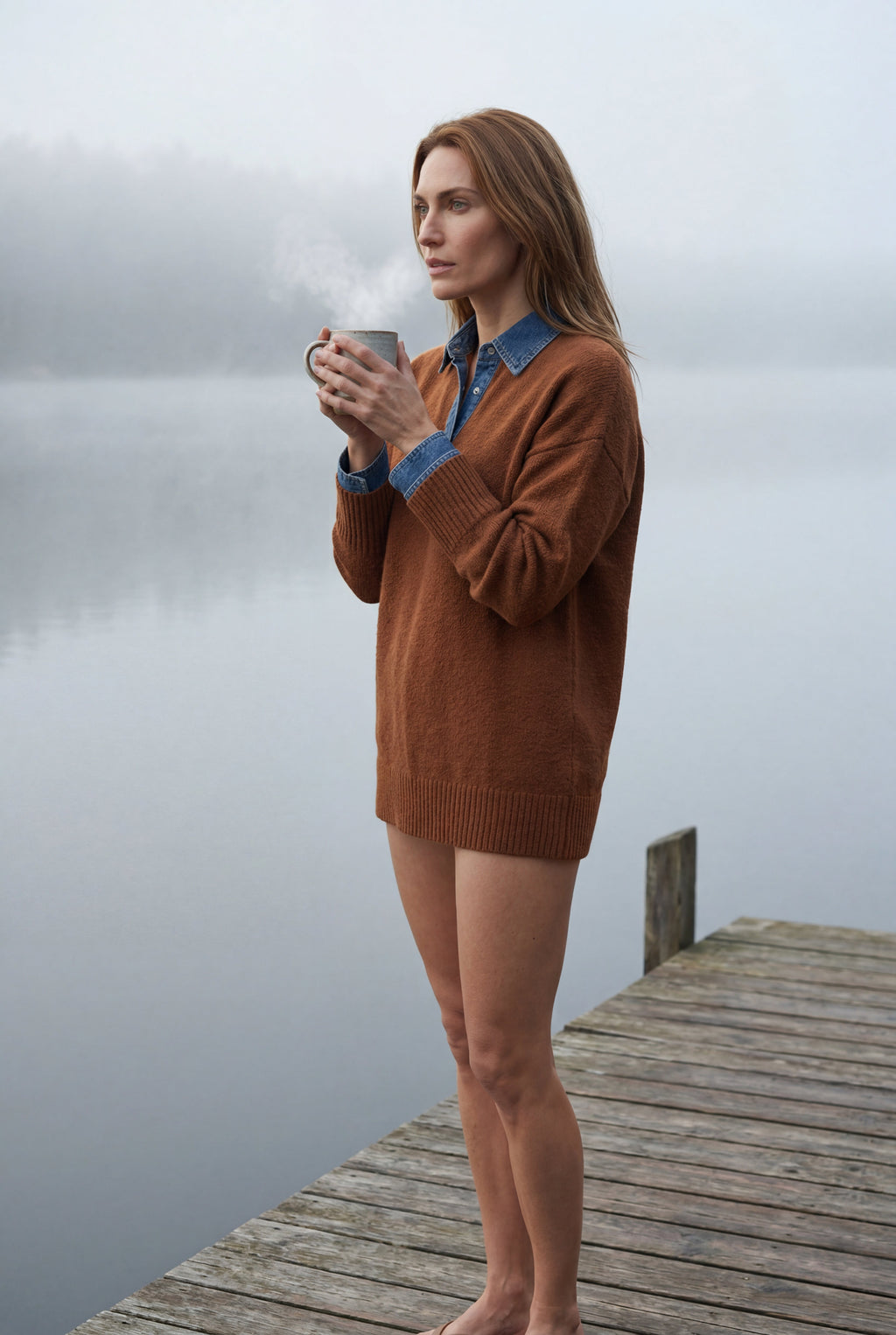 Elcevi | Contrast Collar Pullover Sweater For Women
