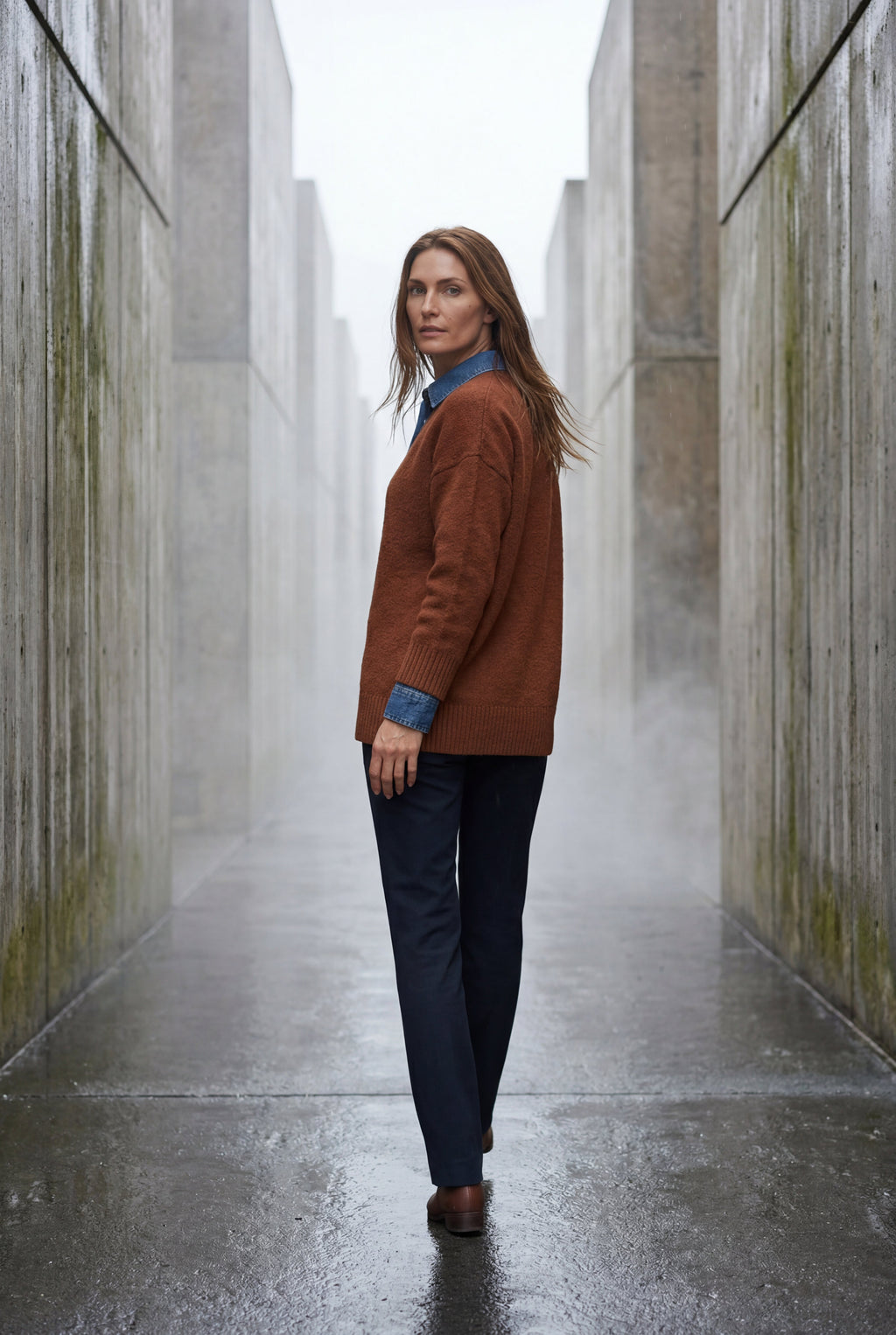Elcevi | Contrast Collar Pullover Sweater For Women