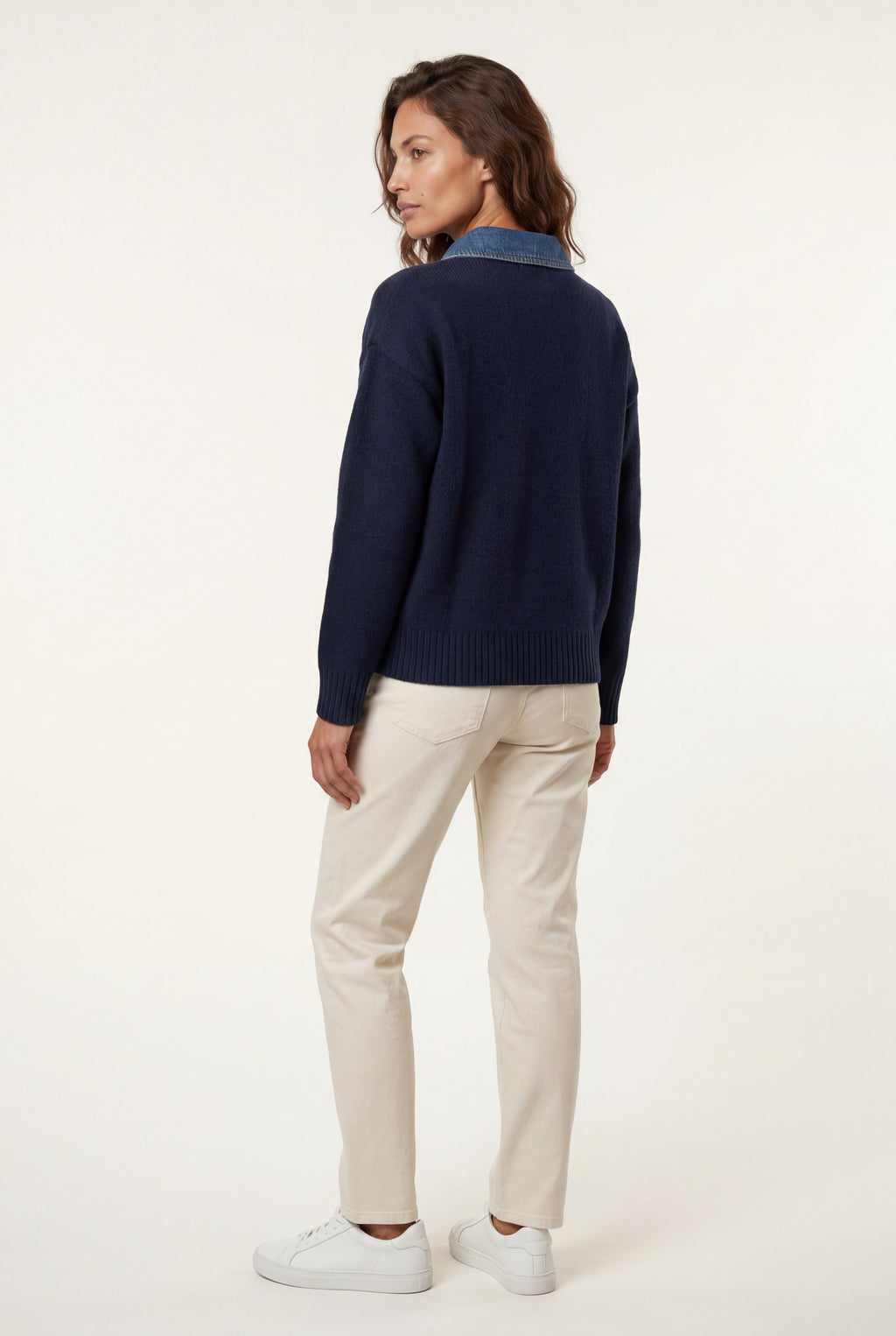 Elcevi | Contrast Collar Pullover Sweater For Women