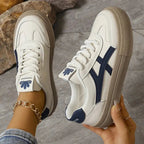 Lia | Women's Navy Contrast Stripe Retro Platform Sneakers