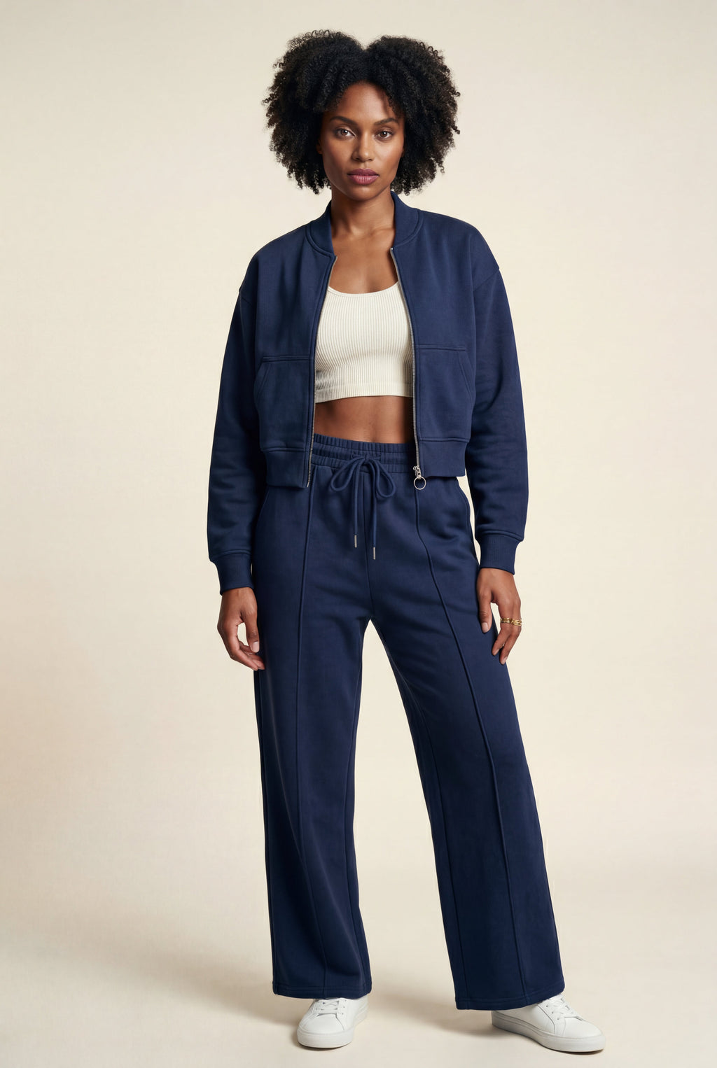 Lucy | Zip-up Bomber Jacket Wide-leg Tracksuit Set
