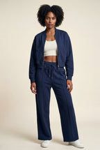 Lucy | Zip-up Bomber Jacket Wide-leg Tracksuit Set
