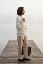 Button-up Collared Cardigan with Patch Pockets | Senna