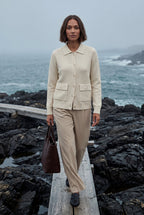 Button-up Collared Cardigan with Patch Pockets | Senna