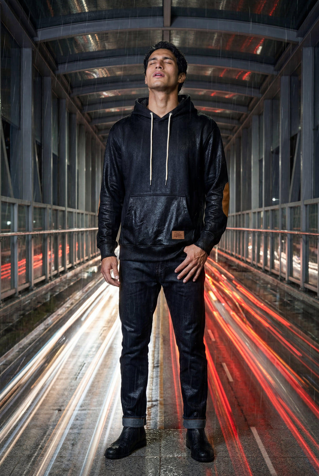 Liam | Contrast Elbow Patch Pullover Hoodie with Drawstring Hood